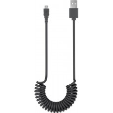 Laidas USB - USB micro (K-K) 1m spiralinis Goobay